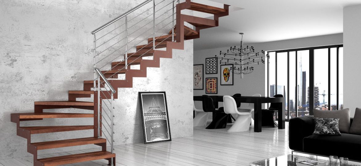 Scale da interno, di design, 100% made in Italy: scale da interno, scale a chiocciola, scale su misura moderne e di design, scale a sbalzo sospese, scale con parapetti in vetro, scale per soppalchi.